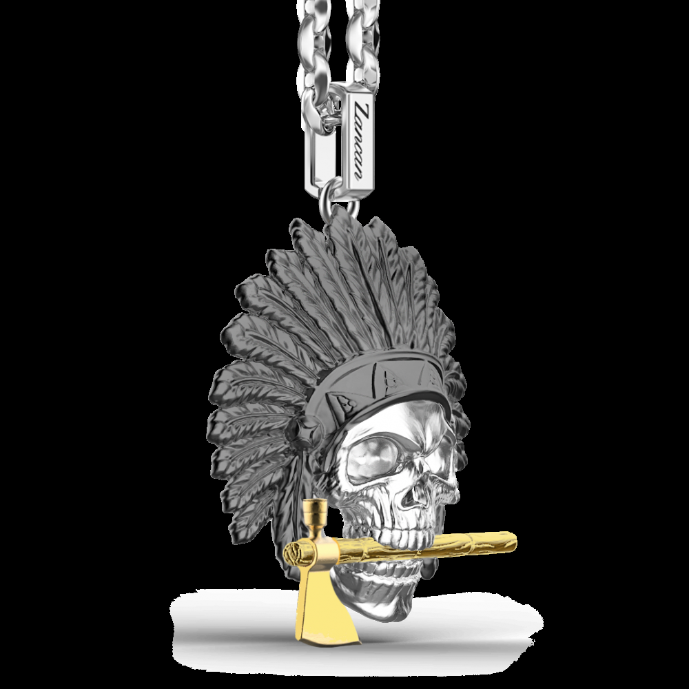 Zancan Collana Zancan in argento con pendente a teschio nativo americano In Vendita